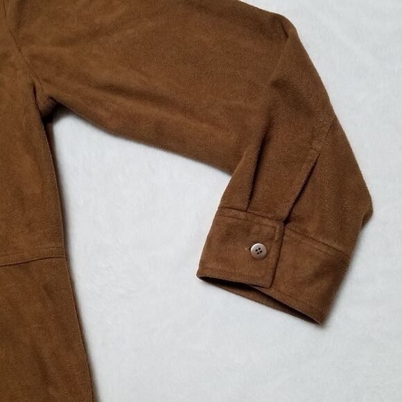 VINTAGE 90s JNY Camel Faux Suede Button Up Top - Picture 6 of 11
